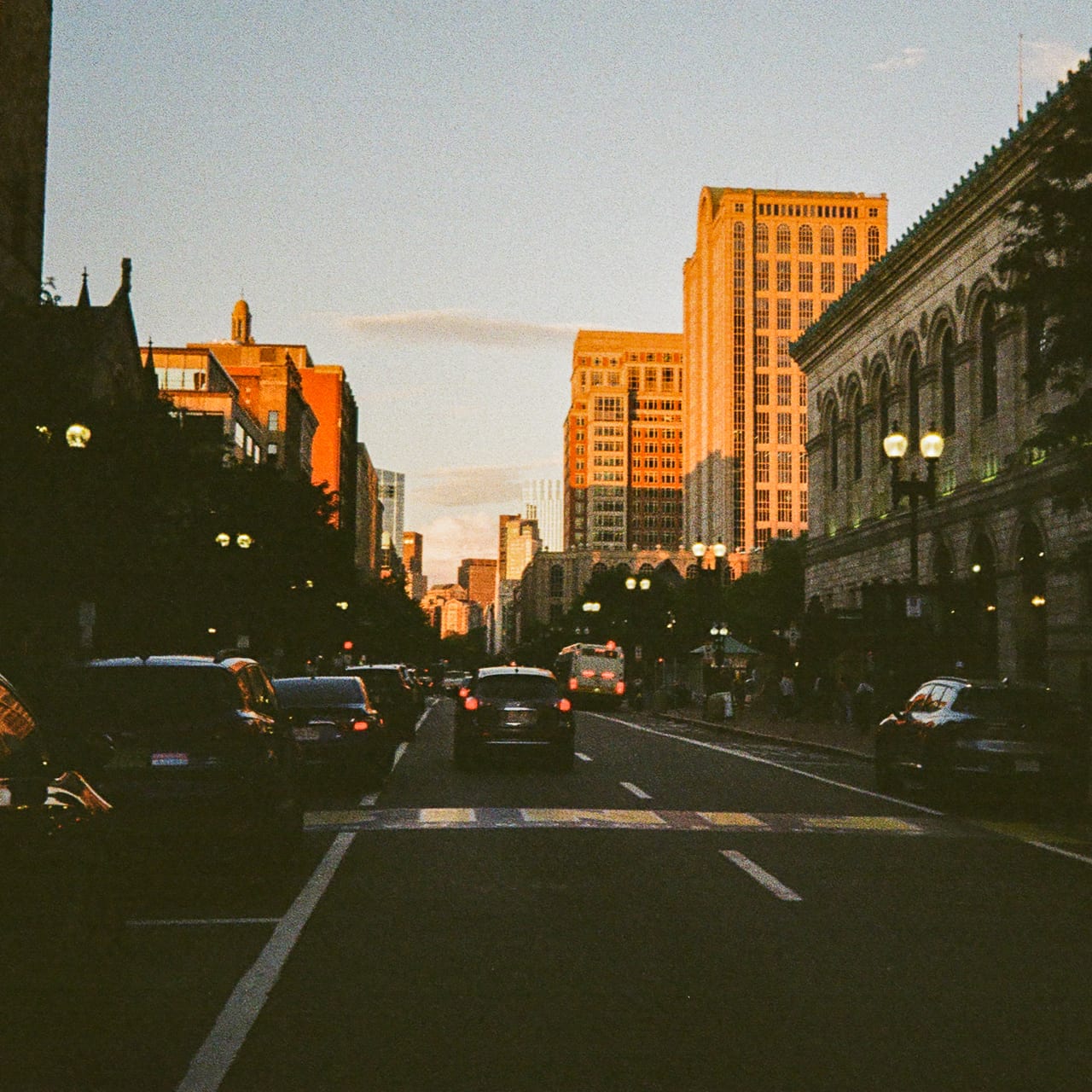 A Boston street viewed from a walk